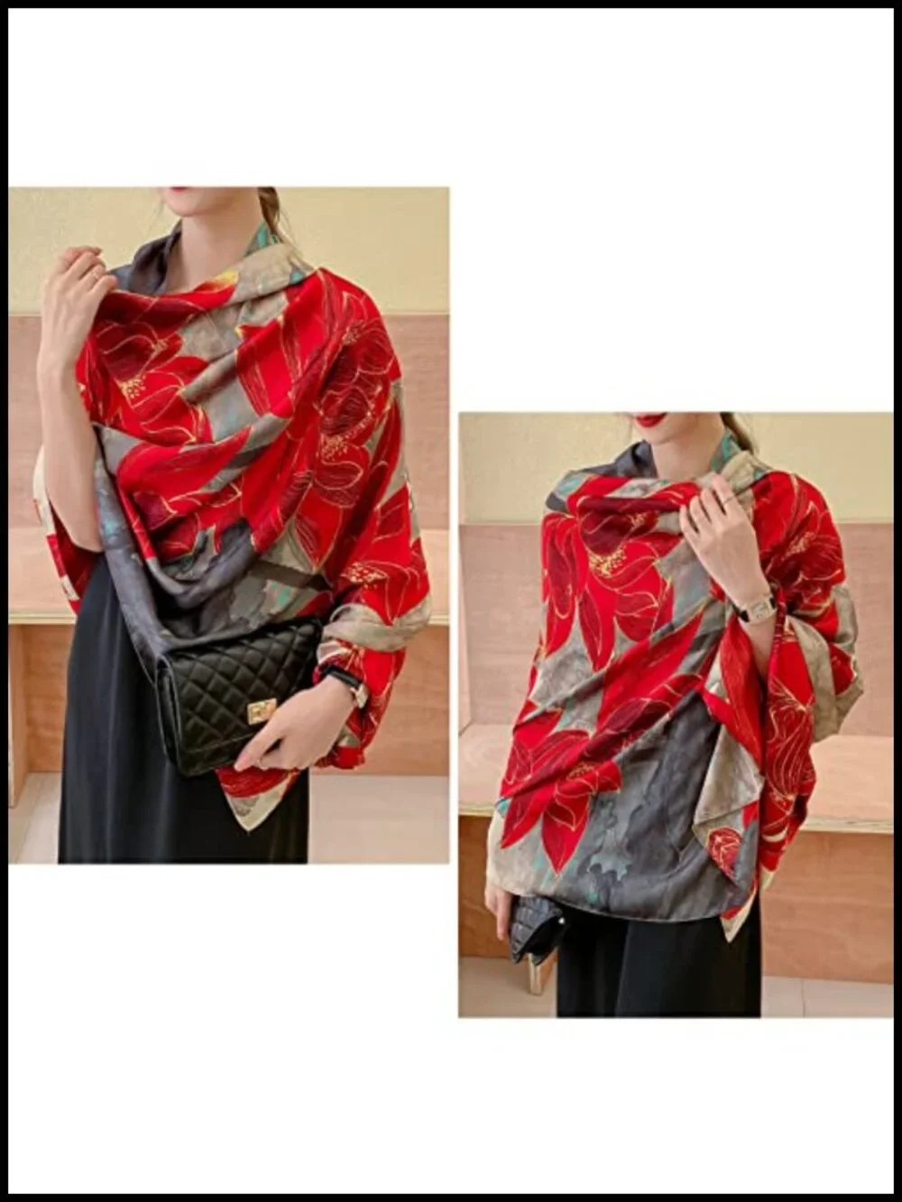 Silky Satin Wrap Scarf Shawl Headscarf for Women Large Hair Turban